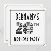 Art Deco geïnspireerd 28e verjaardagsfeest, op maa Kaart (Voorkant / Achterkant)