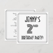 Art Deco Geïnspireerd 2e verjaardag, aangepaste na Kaart (Voorkant / Achterkant)
