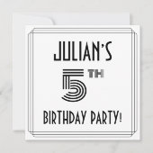 Art Deco Geïnspireerd 5e verjaardag, aangepaste na Kaart (Voorkant)