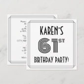 Art Deco Geïnspireerd 61st Birthday Party, aangepa Kaart (Voorkant / Achterkant)