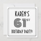 Art Deco Geïnspireerd 61st Birthday Party, aangepa Kaart (Voorkant)