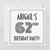 Art Deco Geïnspireerd 62e verjaardag, aangepaste n Kaart (Voorkant)