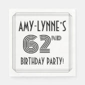 Art Deco Geïnspireerd 62e verjaardag, aangepaste n Servet (Voorkant)