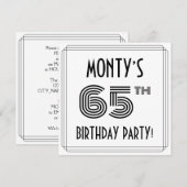 Art Deco Geïnspireerd 65e verjaardag, aangepaste n Kaart (Voorkant / Achterkant)