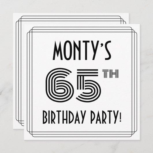 Art Deco Geïnspireerd 65e verjaardag, aangepaste n Kaart (Voorkant / Achterkant)