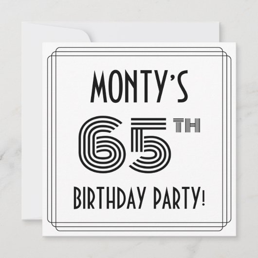 Art Deco Geïnspireerd 65e verjaardag, aangepaste n Kaart (Voorkant)