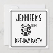 Art Deco Geïnspireerd 8th Birthday Party, aangepas Kaart (Voorkant)