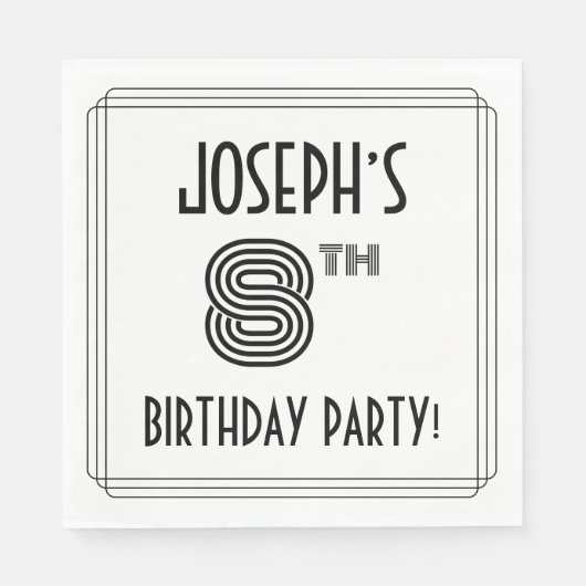 Art Deco Geïnspireerd 8th Birthday Party, aangepas Servet (Voorkant)