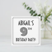 Art Deco Geïnspireerd 9th Birthday Party, aangepas Kaart (Staand voorkant)