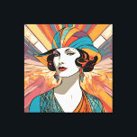 Art Deco Geïnspireerd AI kunstwerk Portret Stijlvo Canvas Afdruk<br><div class="desc">Een elegante canvas print,  met kunstwerken gebaseerd op Art Deco stijl. Met een overvloedige mix van blues,  sinaasappels en gelen,  heeft dit AI-gegenereerde afbeelding creëer een verfijnde retro look op elke wand.</div>