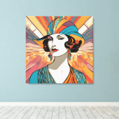 Art Deco Geïnspireerd AI kunstwerk Portret Stijlvo Canvas Afdruk (Insitu (Houten vloer))