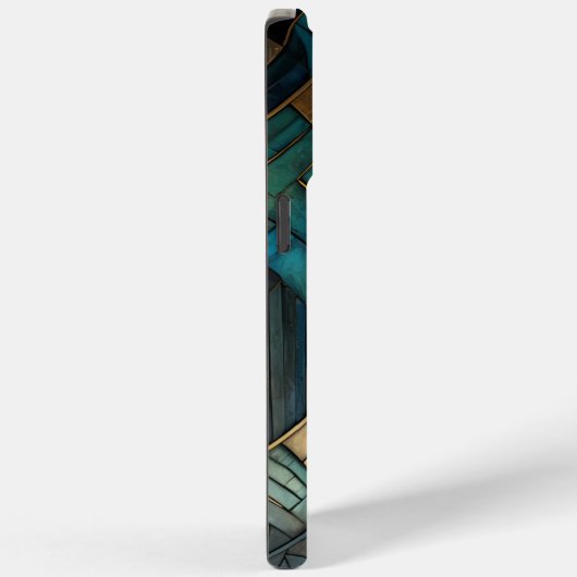 Art Deco Geïnspireerd Blauwgroen Goud Turquoise Be Case-Mate iPhone Case (Achterkant / Rechts)
