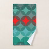 Art Deco Geïnspireerd blauwgroen & rood abstract Bad Handdoek (Handdoek)