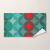 Art Deco Geïnspireerd blauwgroen & rood abstract Bad Handdoek (Handdoek)