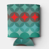 Art Deco Geïnspireerd blauwgroen & rood abstract Blikjeskoeler (Achterkant)