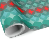 Art Deco Geïnspireerd blauwgroen & rood abstract Cadeaupapier (Rol Hoek)