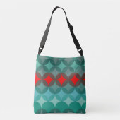 Art Deco Geïnspireerd blauwgroen & rood abstract Crossbody Tas (Achterkant)