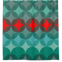 Art Deco Geïnspireerd blauwgroen & rood abstract Douchegordijn