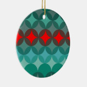 Art Deco Geïnspireerd blauwgroen & rood abstract Keramisch Ornament (Rechts)
