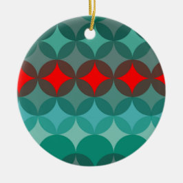 Art Deco Geïnspireerd blauwgroen & rood abstract Keramisch Ornament