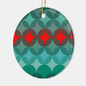 Art Deco Geïnspireerd blauwgroen & rood abstract Keramisch Ornament (Links)