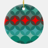 Art Deco Geïnspireerd blauwgroen & rood abstract Keramisch Ornament (Achterkant)