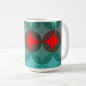 Art Deco Geïnspireerd blauwgroen & rood abstract Koffiemok (Voorkant rechts)