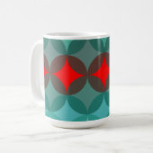 Art Deco Geïnspireerd blauwgroen & rood abstract Koffiemok (Voorkant links)