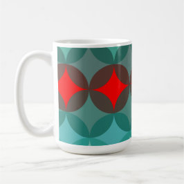Art Deco Geïnspireerd blauwgroen & rood abstract Koffiemok