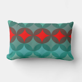 Art Deco Geïnspireerd blauwgroen & rood abstract Kussen
