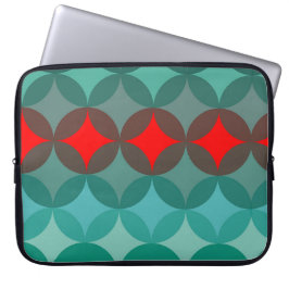 Art Deco Geïnspireerd blauwgroen & rood abstract Laptop Sleeve