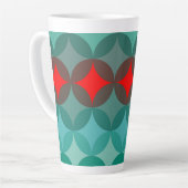 Art Deco Geïnspireerd blauwgroen & rood abstract Latte Mok (Linkerhoek)