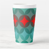 Art Deco Geïnspireerd blauwgroen & rood abstract Latte Mok (Voorkant)