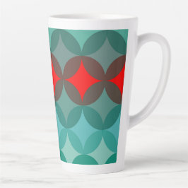 Art Deco Geïnspireerd blauwgroen & rood abstract Latte Mok
