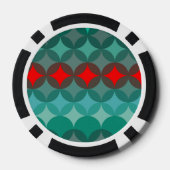 Art Deco Geïnspireerd blauwgroen & rood abstract Poker Chips (Achterkant)