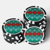 Art Deco Geïnspireerd blauwgroen & rood abstract Poker Chips (Opstapeling)