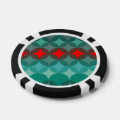 Art Deco Geïnspireerd blauwgroen & rood abstract Poker Chips (Enkel)