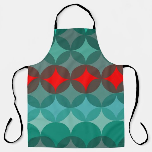 Art Deco Geïnspireerd blauwgroen & rood abstract Schort (Voorkant)