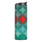Art Deco Geïnspireerd blauwgroen & rood abstract Thermosbeker (Gedraaid links)