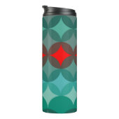 Art Deco Geïnspireerd blauwgroen & rood abstract Thermosbeker (Geroteerd rechts)