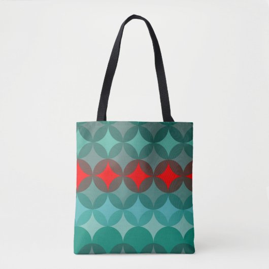 Art Deco Geïnspireerd blauwgroen & rood abstract Tote Bag (Voorkant)