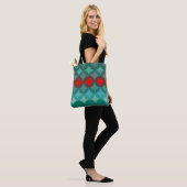 Art Deco Geïnspireerd blauwgroen & rood abstract Tote Bag (Op model)