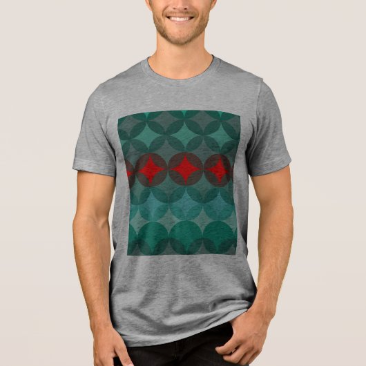 Art Deco Geïnspireerd blauwgroen & rood abstract Tri-Blend Shirt (Voorkant)
