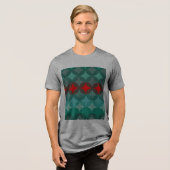 Art Deco Geïnspireerd blauwgroen & rood abstract Tri-Blend Shirt (Voorkant volledig)