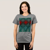 Art Deco Geïnspireerd blauwgroen & rood abstract Tri-Blend Shirt (Voorkant volledig)
