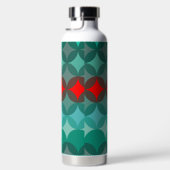 Art Deco Geïnspireerd blauwgroen & rood abstract Waterfles (Rechts)