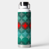 Art Deco Geïnspireerd blauwgroen & rood abstract Waterfles (Achterkant)