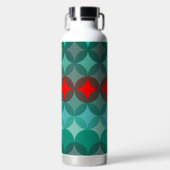 Art Deco Geïnspireerd blauwgroen & rood abstract Waterfles (Voorkant)