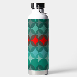 Art Deco Geïnspireerd blauwgroen & rood abstract Waterfles