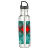 Art Deco Geïnspireerd blauwgroen & rood abstract Waterfles (Achterkant)